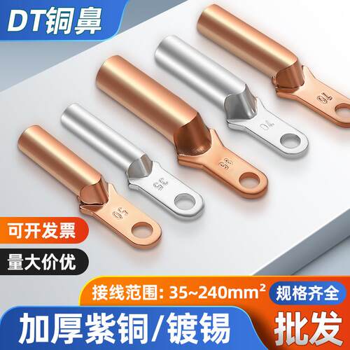 DTK铜接线 线端子小头铜接头窄头线 线鼻子DT30/50/70/95平方空开