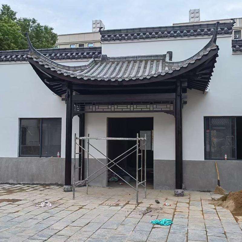 户外新中式古建门楼长廊凉亭美丽乡村牌坊防腐木门楼