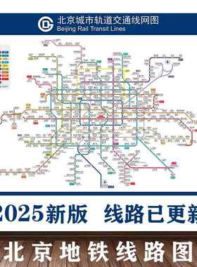 2025版北京地铁换乘线路图海报南京上海轨道交通出行图挂图规划图