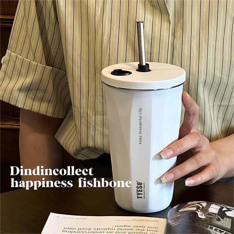 新款不锈钢咖啡杯冰霸保温车载吸管杯真空大容量水瓶子
