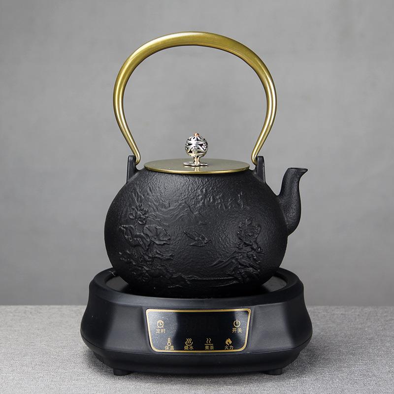 1200ml花开富贵素新中式手工煮水泡茶铸铁壶茶壶茶具茶室居家摆件