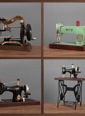 覆古怀旧乡村80年代老式缝纫机模型酒吧饭厅服装店橱窗装饰品摆件