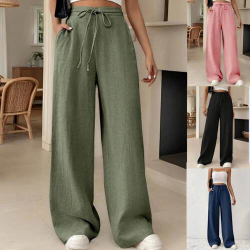 High waist slimming and drooping wide leg pants for women