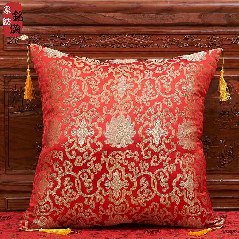 新款式抱枕靠垫中风客厅古典靠国枕靠背腰枕套含中芯实木红木靠沙