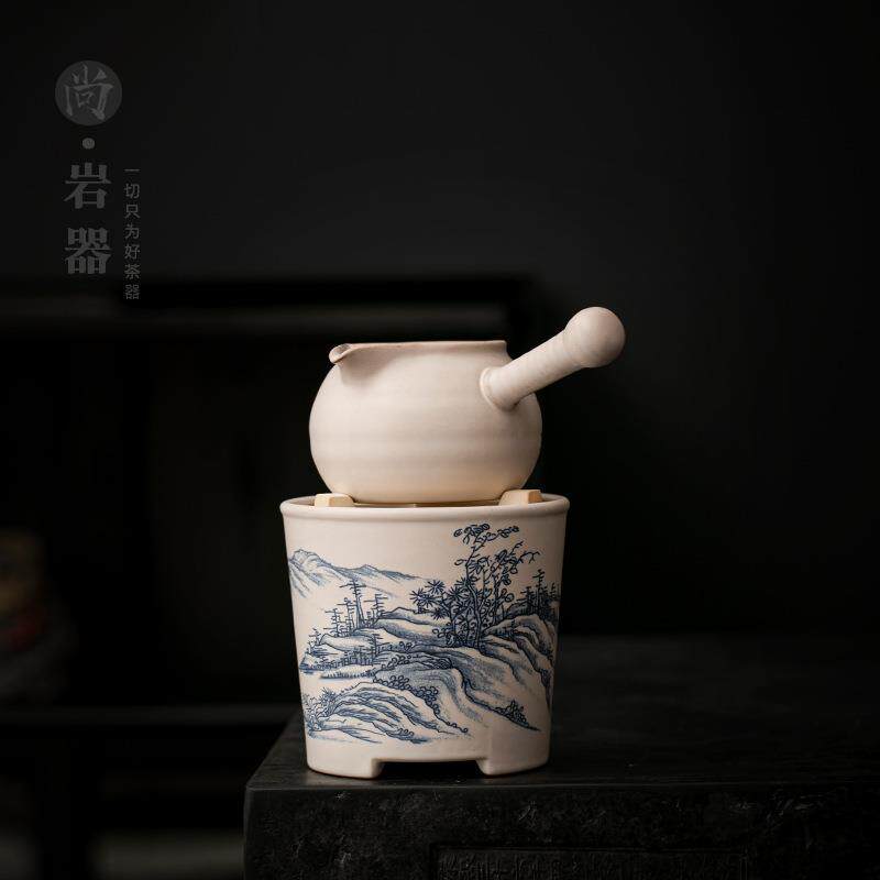 复古白色带过滤茶壶陶瓷单壶电陶炉炭火加热煮茶壶陶壶围炉煮茶器