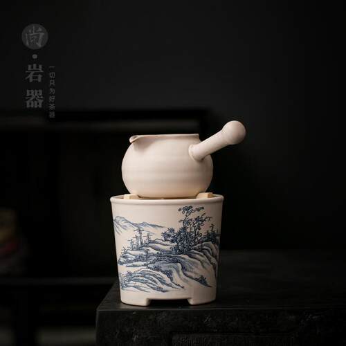 复古白色带过滤茶壶陶瓷单壶电陶炉炭火加热煮茶壶陶壶围炉煮茶器