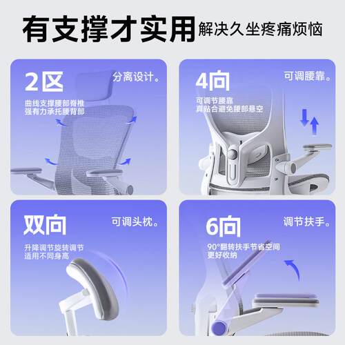 办公椅家用书椅房办脑人体工学椅久坐舒适座椅公室转W701镂空电椅