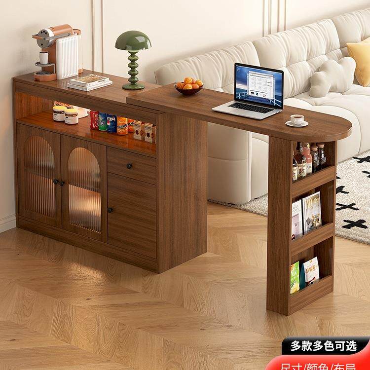 可伸缩吧台桌餐边柜一体家用客厅玄关隔断小户型阳台靠墙沙发边柜