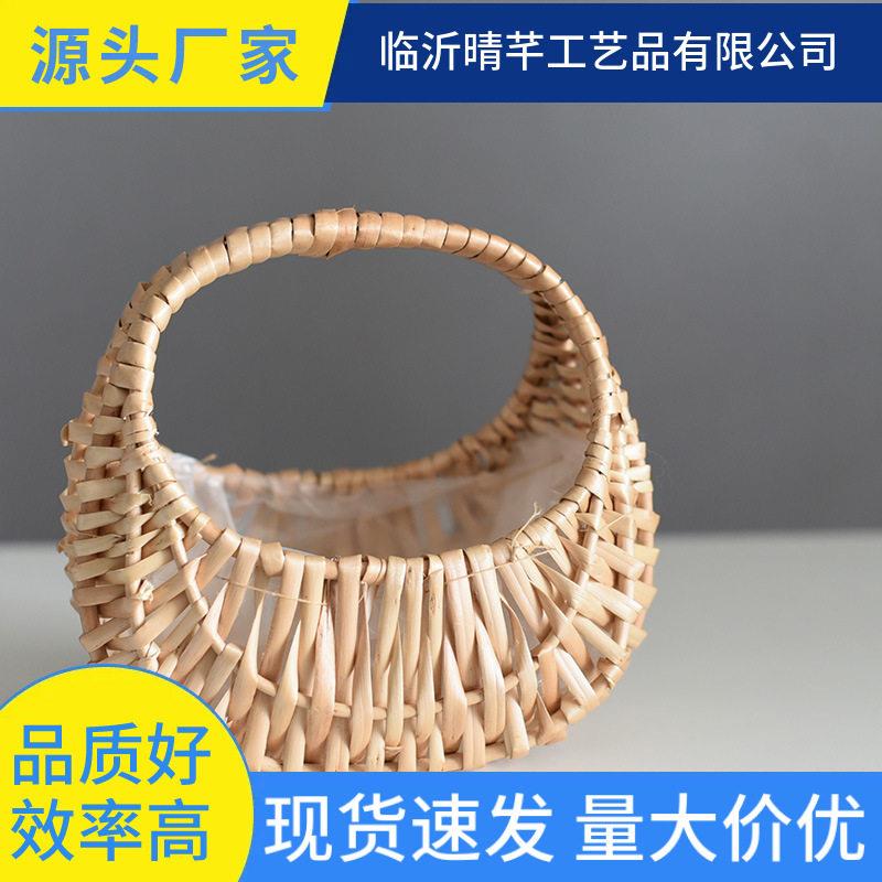 花篮藤编编织篮子手提手工花童插花柳编创意拌手礼花店花篮