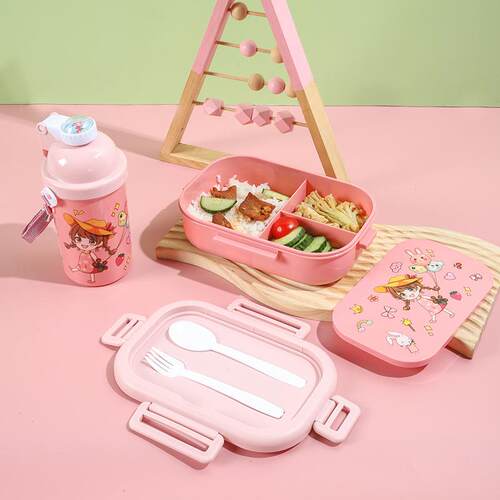 Cartoon Children's Lunch Box Student Cartoon Cup Set Picnic