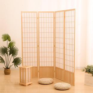 实木屏风隔断客厅玄关带挡板简约现代折叠移动进门遮挡背景墙 日式