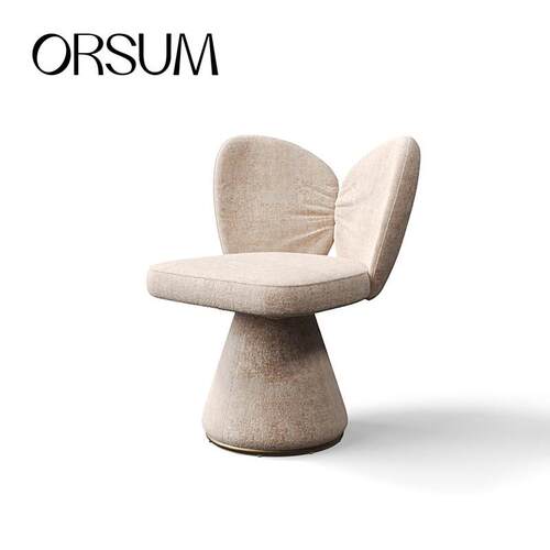 ORSUM设计师蝴蝶椅 简约法式复古梳妆凳 乳白色真皮旋转款