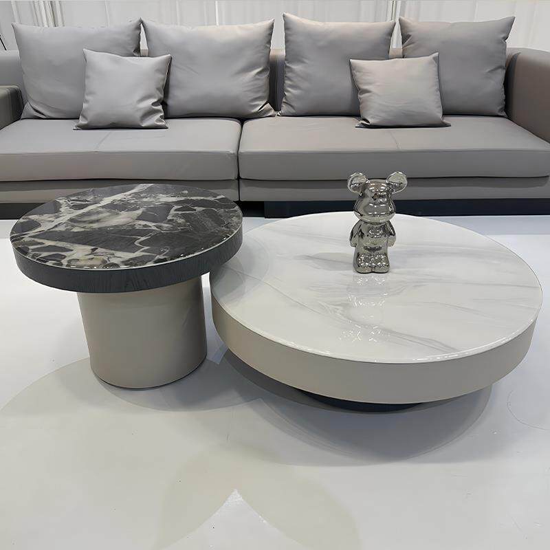 意式极简微晶石圆形茶几客厅家用现代简约轻奢小户型组合茶桌