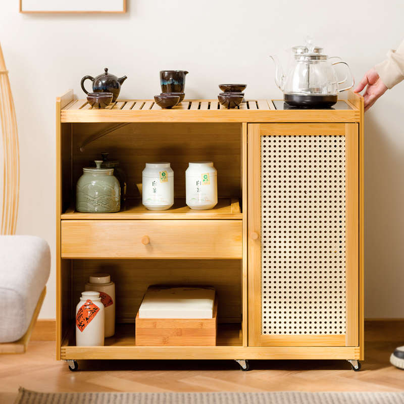 移动茶台茶车家用茶水柜实木小茶桌带轮茶几功夫茶具套装烧水一体