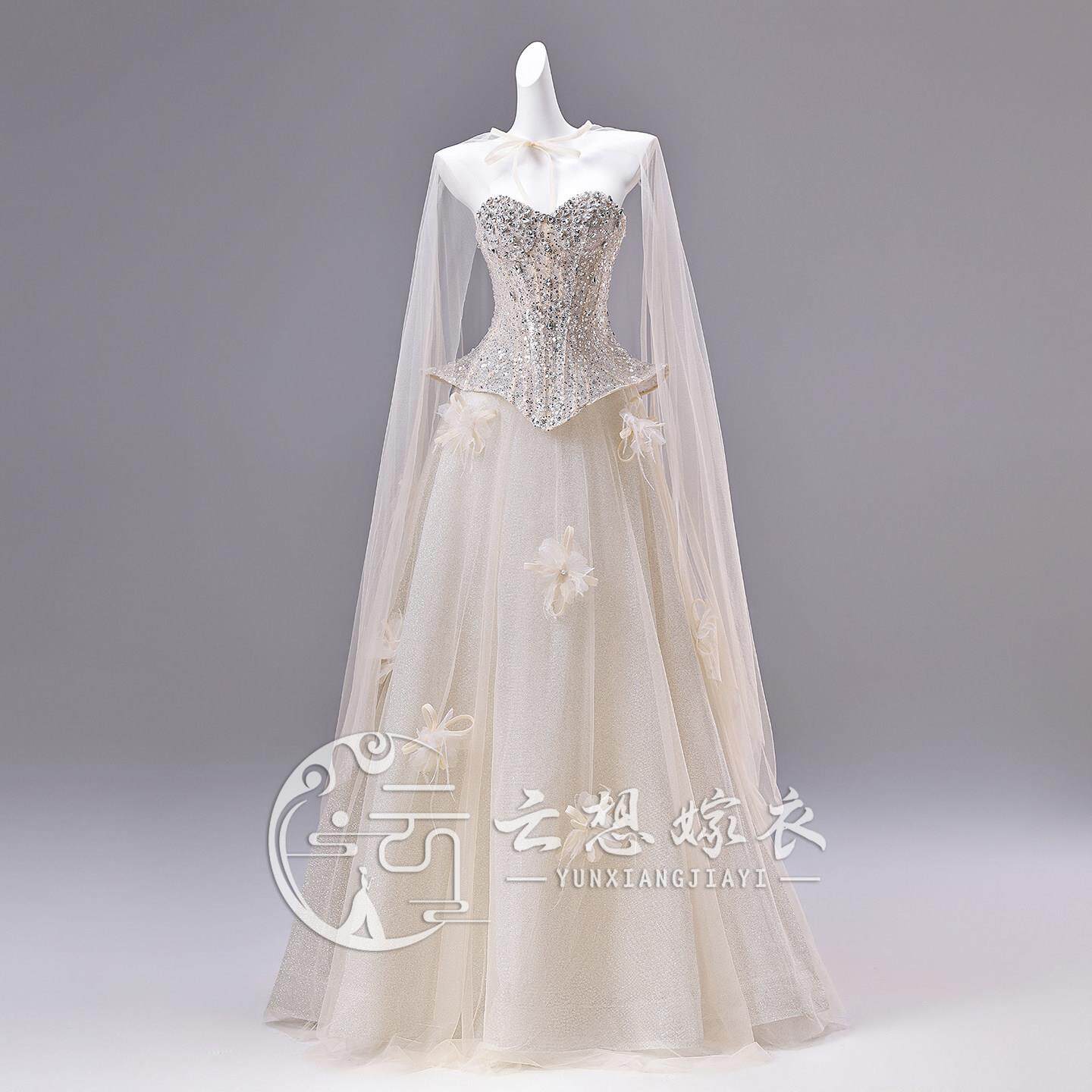 云想家华丽风抹胸声乐艺考重工亮片网纱长裙女晚礼服收腰显瘦气质