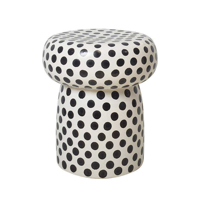 黑白斑点蘑菇凳陶瓷凳现代简约装饰摆件客厅户外公园阳台休息座椅,特色手工艺,其他特色工艺品,淘宝优惠券,粉丝福利购,淘宝优惠卷