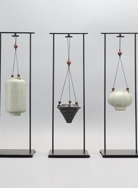 现代新中式创意铁艺陶瓷倒流香炉客厅玄关样板房禅意软装饰品摆件