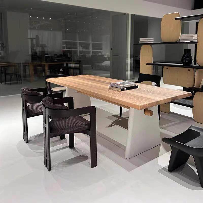 北欧实木大板办公桌原木长条桌子工作台设计感家用餐桌客厅长书桌