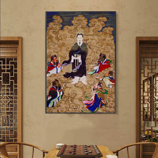 五龙捧圣真武大帝画像挂画玄天上帝神像玄关客厅绢布卷轴画五龙王