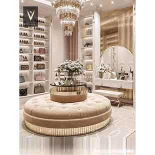 衣厂家直销式 轻奢衣帽间中岛凳沙发凳换凳圆形样OPG板意房垒德株