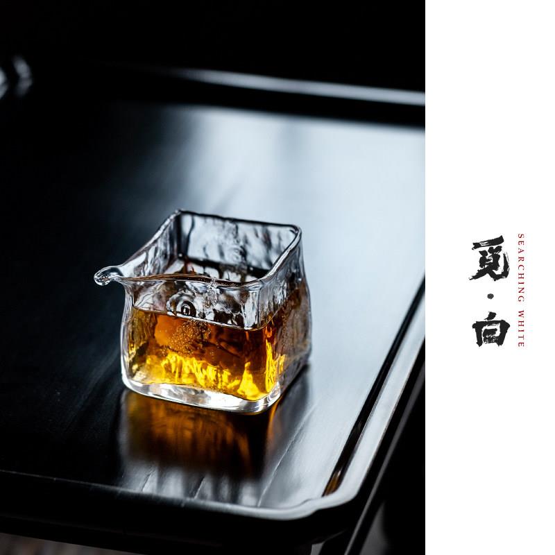觅白玻璃匀杯气泡公道杯泡茶分茶器加厚茶海茶具配件手工四方耐热