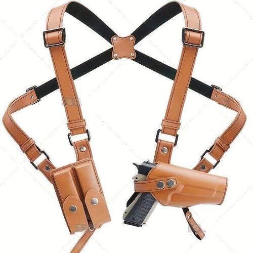 Vertical Shoulder Holster with Double Magazine Pouches,