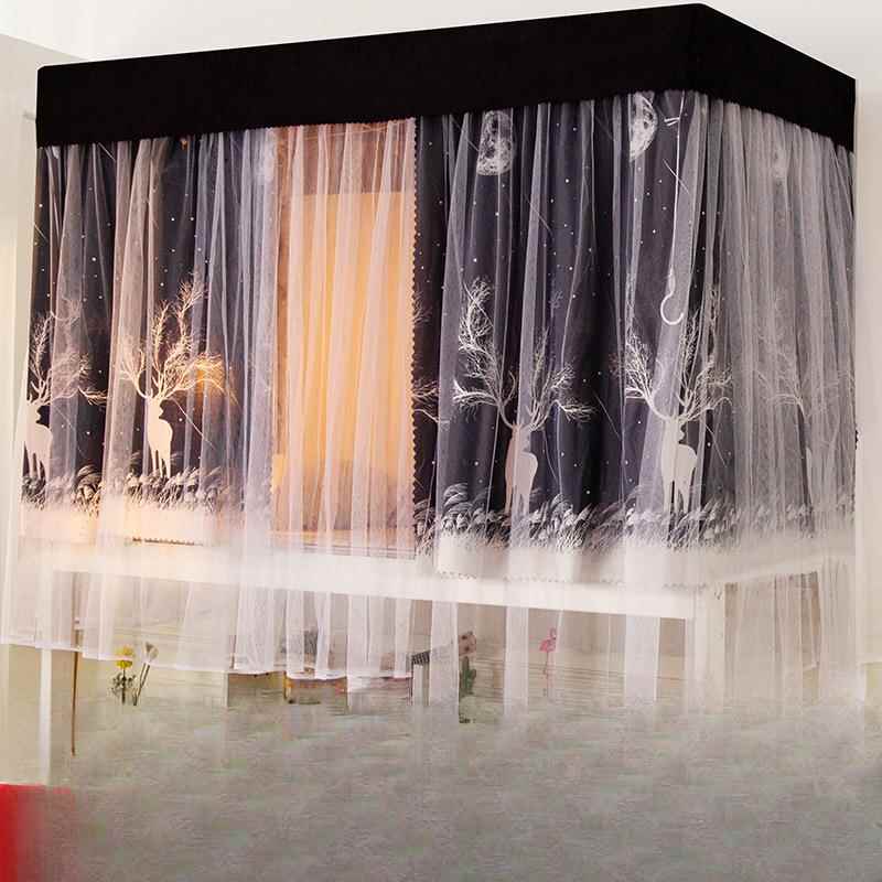 学生宿舍床帘上蚊帐厂家直供一体式带支架下铺遮光人帘男女生单床