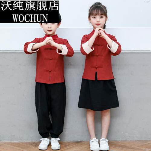 汉服女童儿童中国风五四青年演出服合唱学生国学服民国风男童服装