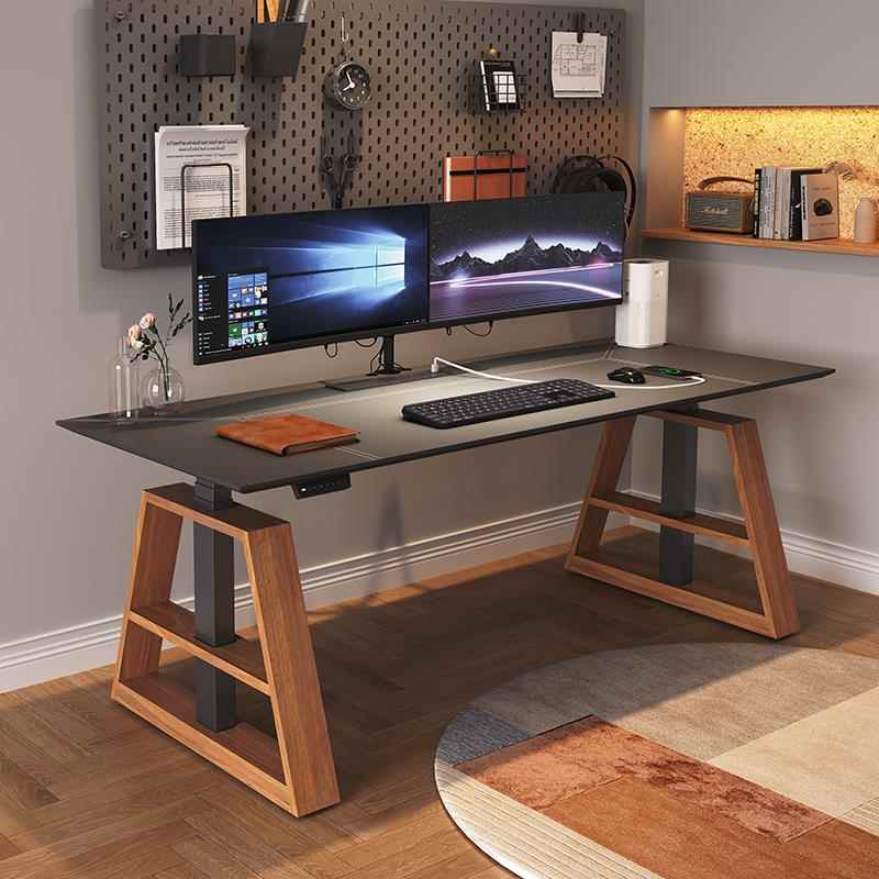 智能实木电动升降桌电脑桌工作台办公桌家用书桌电竞桌李仁同款M8