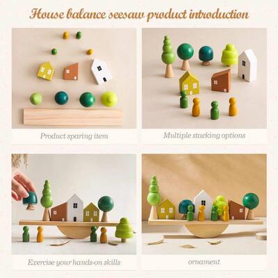 Wooden Baby Animal Balance Board Threading Toys Wooden Seesa