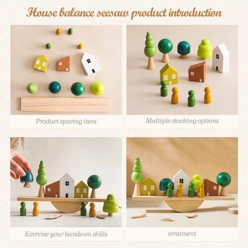 Wooden Baby Animal Balance Board Threading Toys Wooden Seesa