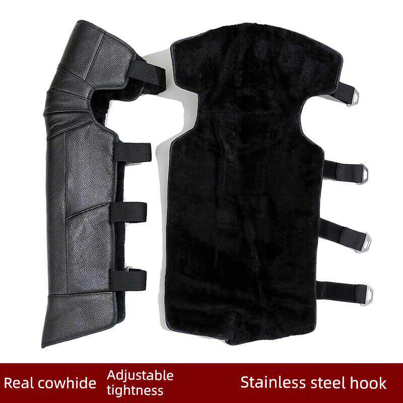 骑车保暖电动车护膝护腿真皮羊毛摩托车骑行加厚防水防寒挡风长款