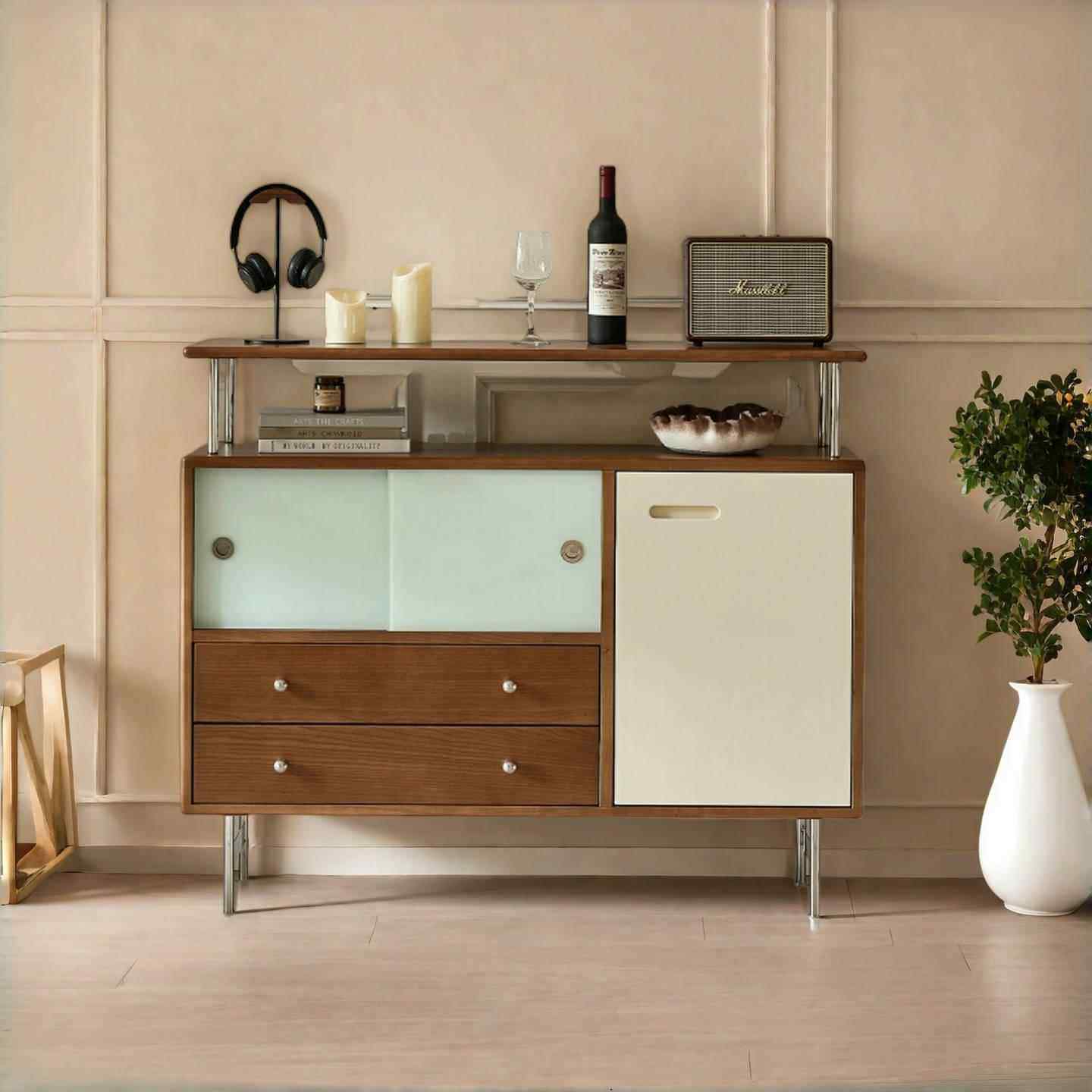 法式覆古实木餐边柜中古风樱桃木小户一体靠墙储物柜收纳柜玄关柜,住宅家具,餐边柜,淘宝优惠券,粉丝福利购,淘宝优惠卷