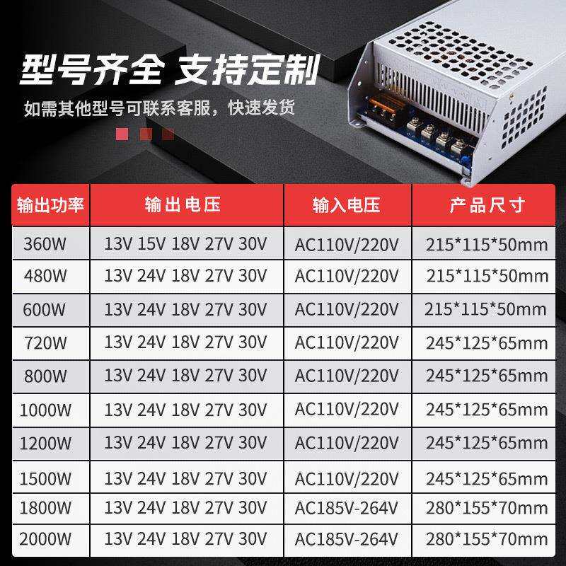 DC18V直流电源 LED灯箱灯条模组开关电源 18V1500W电机马达电源