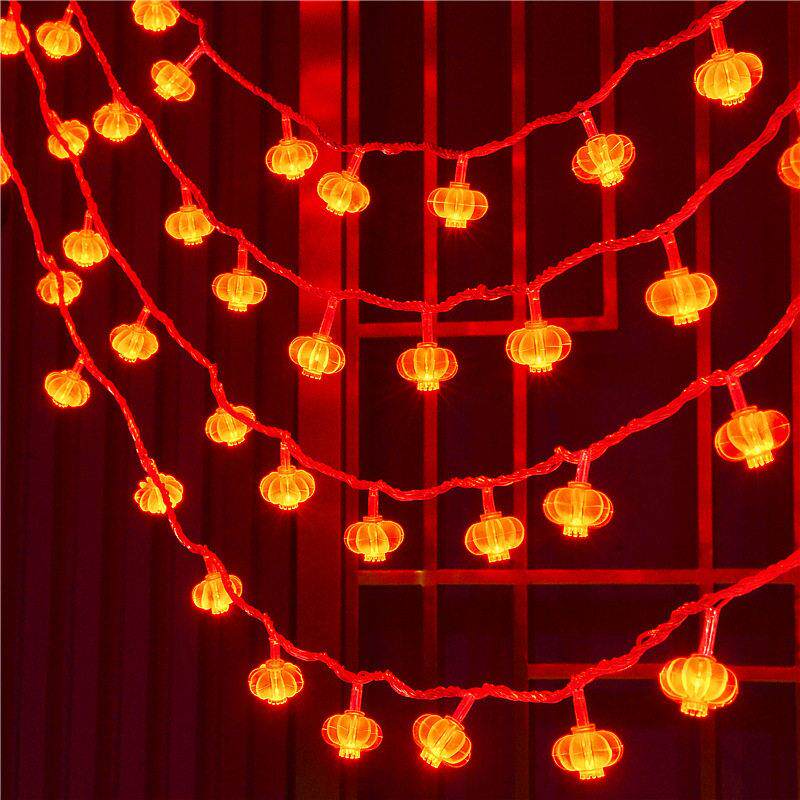 红灯笼新年喜庆灯串春节装饰彩灯闪灯节日LED中国结灯串工厂定制