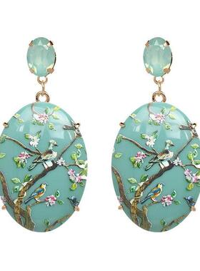 Cross Border Women Resin Exaggerated Print Earring Jewelry