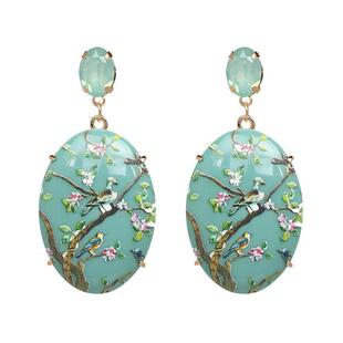 Cross Border Women Resin Exaggerated Print Earring Jewelry