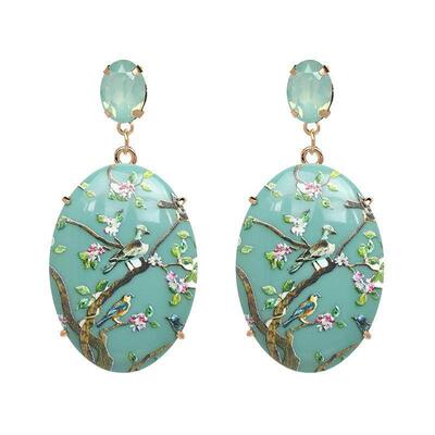 Cross Border Women Resin Exaggerated Print Earring Jewelry