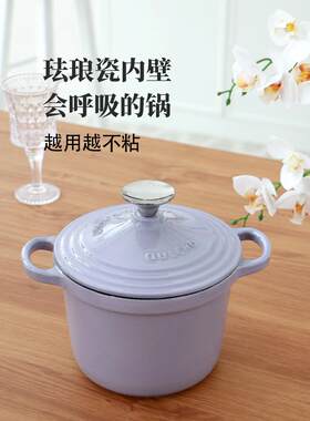 搪瓷锅铸铁泥锅平底18厘米米锅汤锅家用小炖锅瓦锅炖锅便携耐用