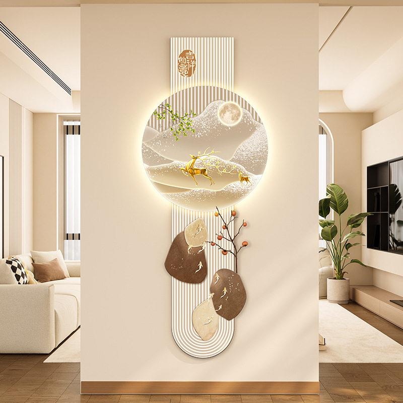 玄关绘画2025新型寓意大门装饰画Led夜光壁画客厅过道挂画