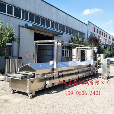 山西豆腐串油炸机_连续兰花干油炸生产线_宜福兰花串油炸机器设备