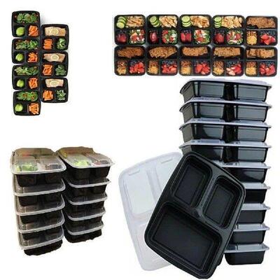 7 Pack 3 Compartment Meal Prep Container Extra-thick Food