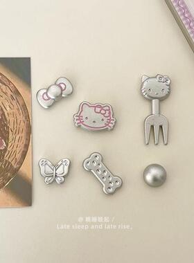 韩系银色磨砂kt冰箱贴可爱卡通小猫冰箱装饰贴洞洞板留言磁吸贴