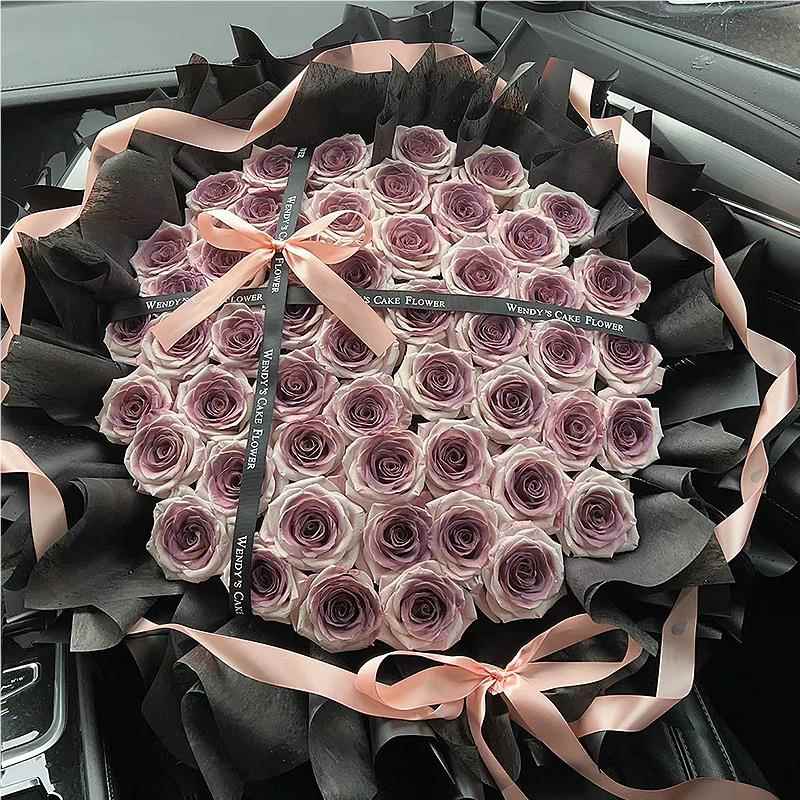 乌子仿NDL真玫瑰高级送感花束成品香梅皂花闺蜜表酱白女友圣诞节