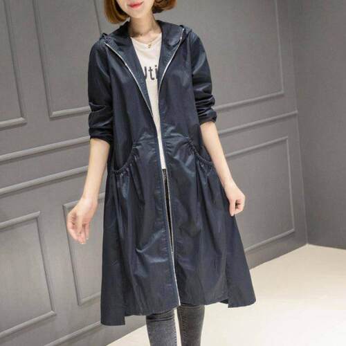 阿里巴巴 2025春秋新款女式风衣韩版薄大码女装中长款外套