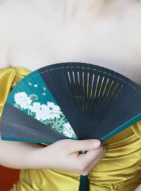 扇子中国风全竹折扇古风竹扇古代汉服旗袍走秀工艺扇舞蹈扇折叠扇