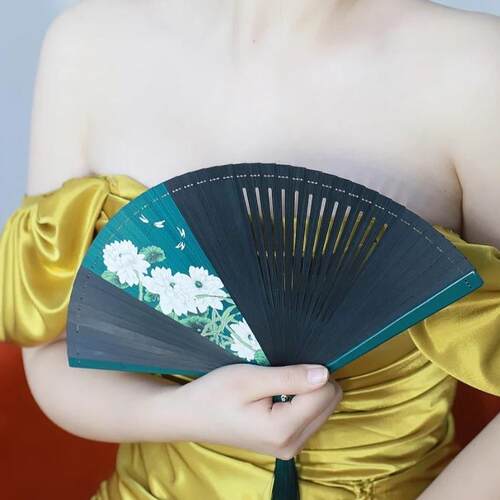 扇子中国风全竹折扇古风竹扇古代汉服旗袍走秀工艺扇舞蹈扇折叠扇