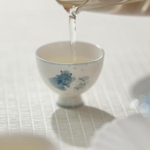 静道 高足品茗杯单杯 釉下彩手绘青花中式 茶杯家用手工主人杯日式