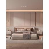 现代实木简约全储物柜皮质置物架整装 子轻奢岩板床头柜卧室小户型