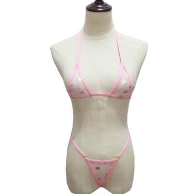 set bikini snowflake mesh see-through womens swimsuit